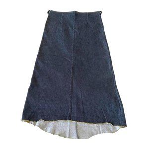 Vintage denim high-low asymmetric midi skirt